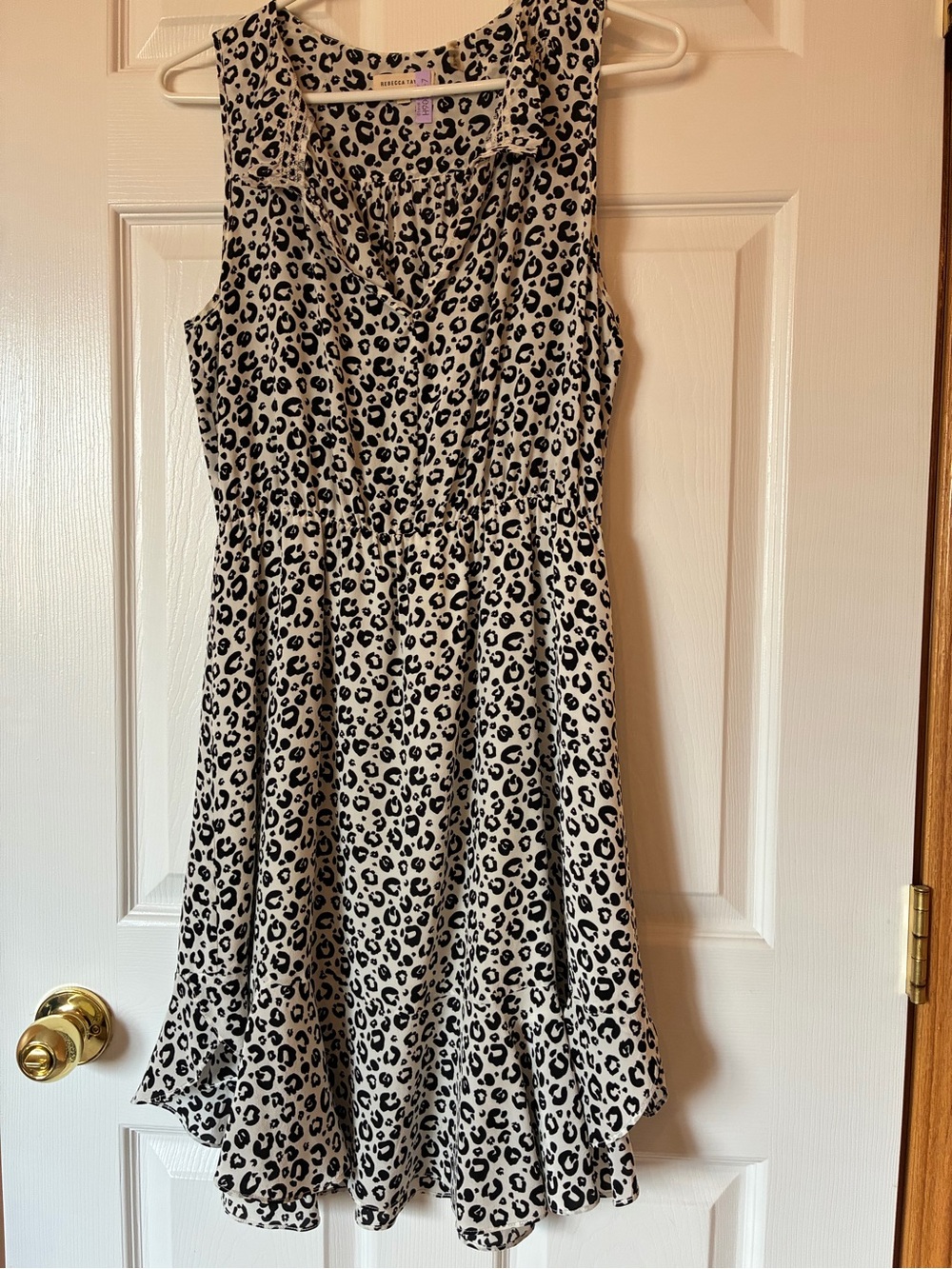 Rebecca Taylor Black and White Leopard Midi Dress